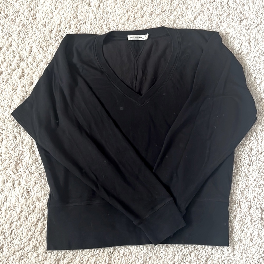 Rag and Bone Jean black cotton v neck sweatshirt Sz Small.